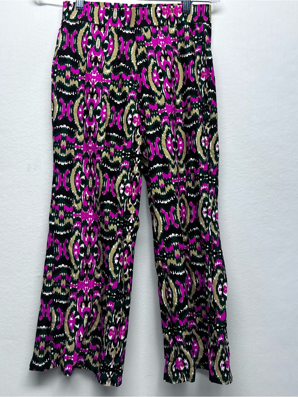 Jude Connelly XS  Patterned Flared Pants in Black and Fuchsia - Brand